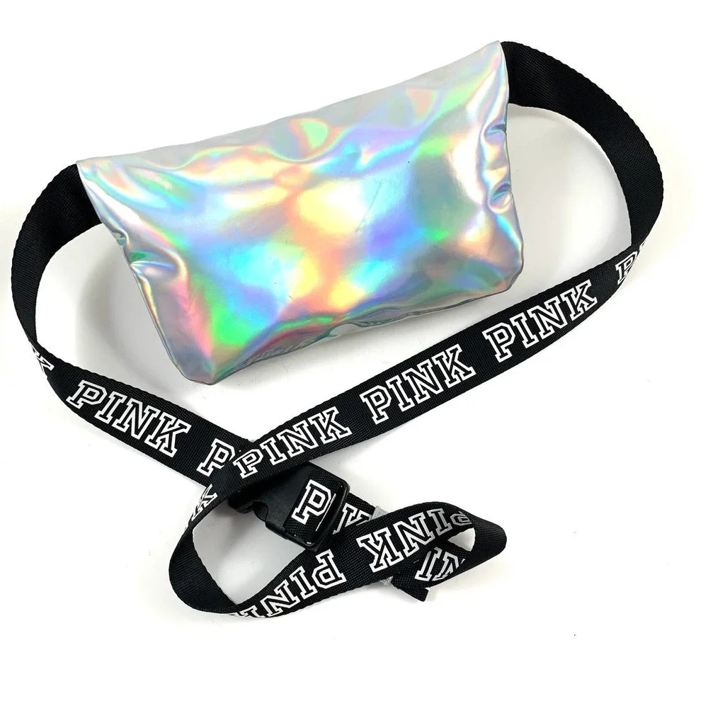 VICTORIA'S SECRET PINK iridescent holographic silver fanny pack - Picture 3 of 6